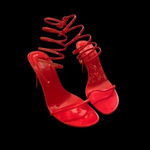 Red spiral ankle strap Polovio heels